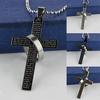 Men Stainless Steel Prayer Cross Ring Pendant Ball Chain Punk Necklace Jewelry