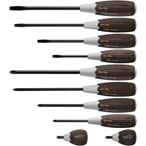 VESSEL Woody Driver Non-Slip Grip Set of 10 (with Case) 3010PS