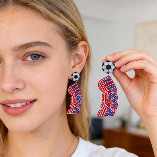 USA Flag Acrylic Dangle Drop Earrings Independence Day-Themed Earrings Comfortable to Wear Multiple Styles for Sports Holiday