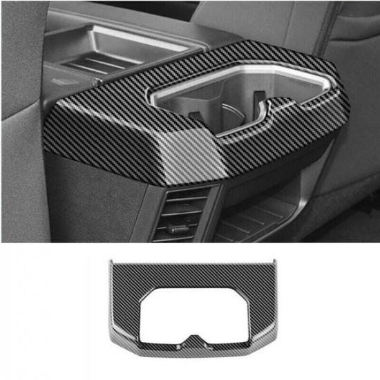 -2024 Carbon fiber Rear Water Cup Holder Trim frame 1pcs FOR Toyota Tundra