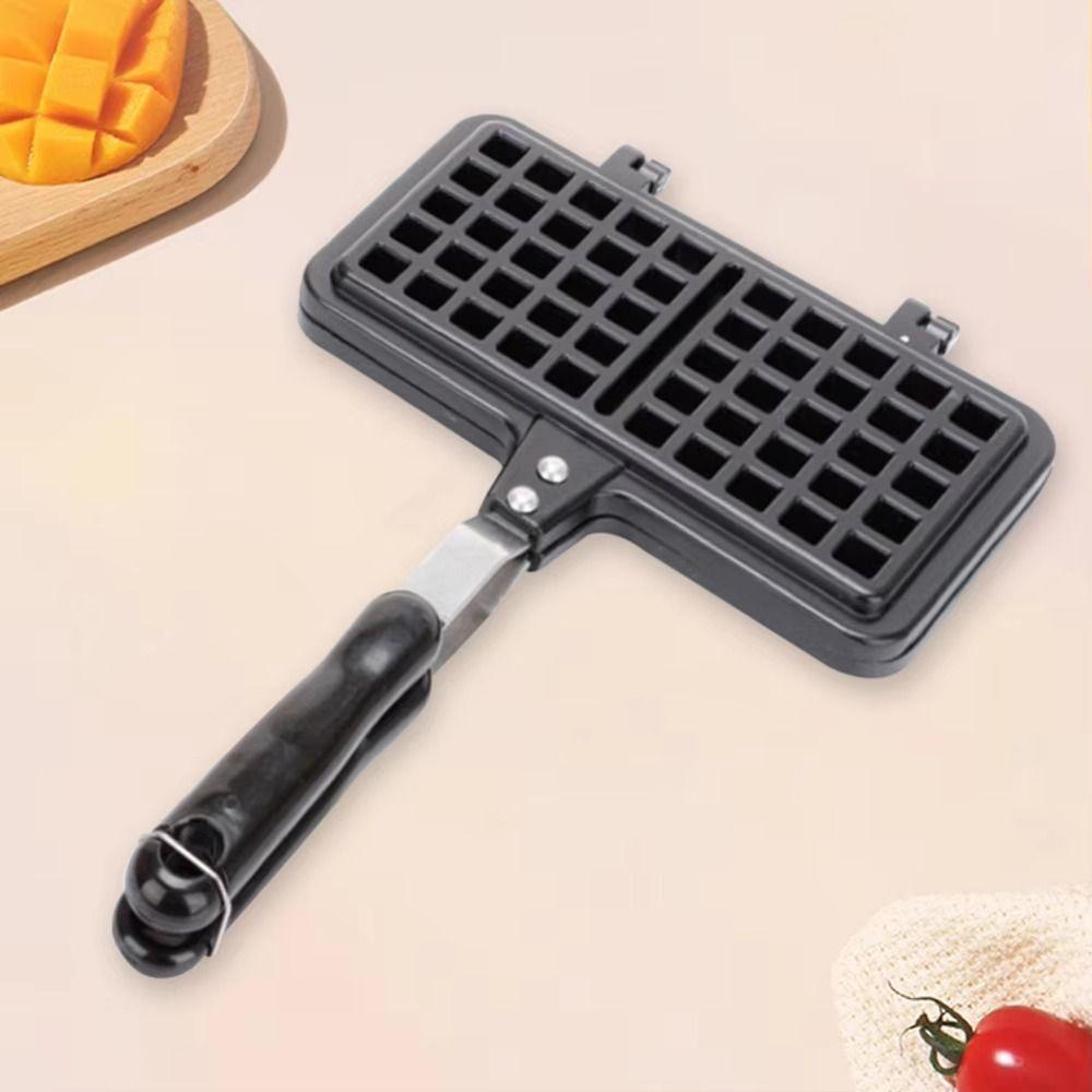 Long Handle Waffle Baking Pan Rectangle Toast Frying Pan Waffle Maker Machine Kitchen Cookware