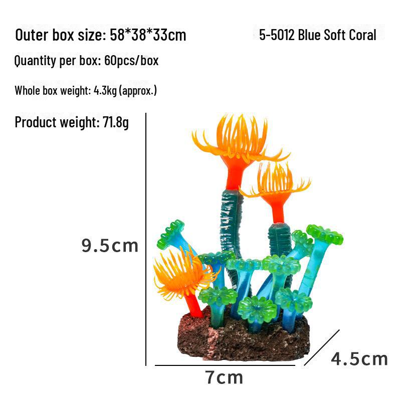 Colorful Fluorescent Silicone Coral Tree for Fish Tank Landscaping