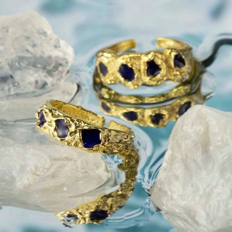 Shiny Irregular Zircon Lava Texture Ring Trend Temperament Women Adjustable Luxury Rings Girls Y2K Jewelry Gifts Accessories