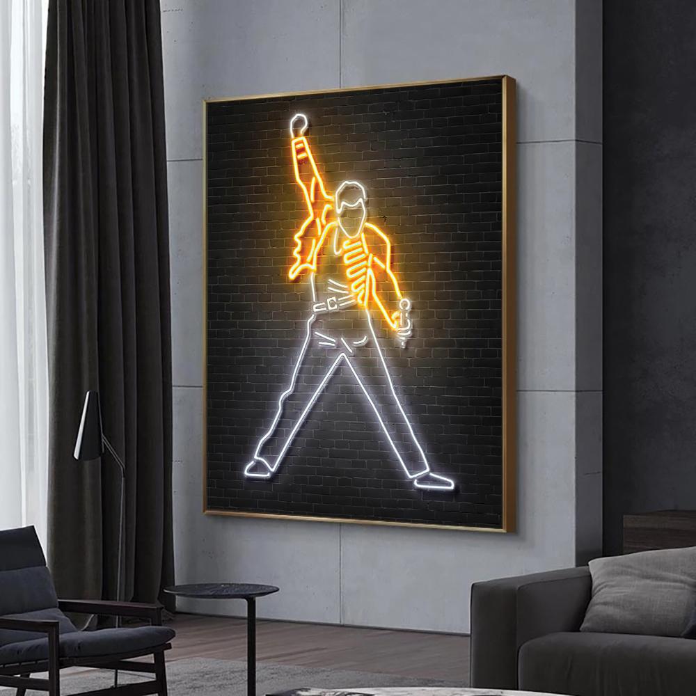 Неоновый эффект мотоциклетного шлема музыкальная кинозвезда холст картина постер и принты настенное искусство картина для бара украшение дома