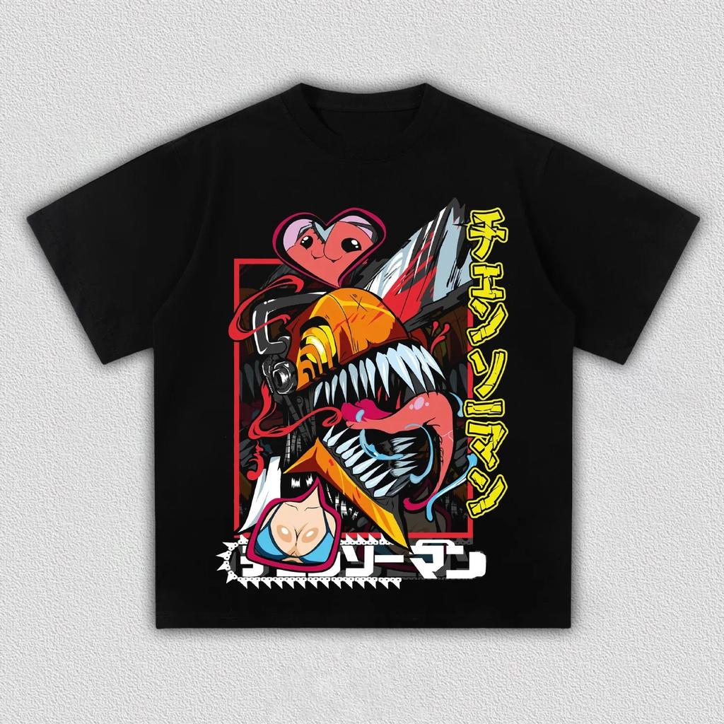 Chainsaw Man Denji Anime Printing T-shirt Men's Clothing Women's 2026 Summer New High Quality Cotton Short-sleeved T Shirt