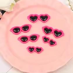 Bag of 100 Round Summer Heart Sunglass Flat Back Resin Cabochons DIY Craft for Souvenirs Artificial Style