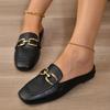 Women's 2024 Plus Size Metal Buckle Closed-Toe Fashion Half Slippers