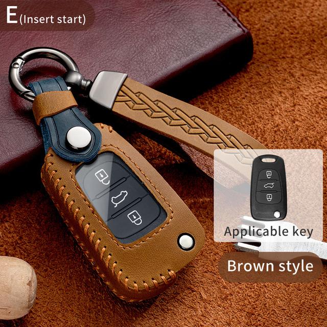 Кожаный чехол для ключей Crazy Horse для Hyundai Solaris Sonata Hybrid NEXO NX4 New Grand Santa Fe Tucson 2021 2022