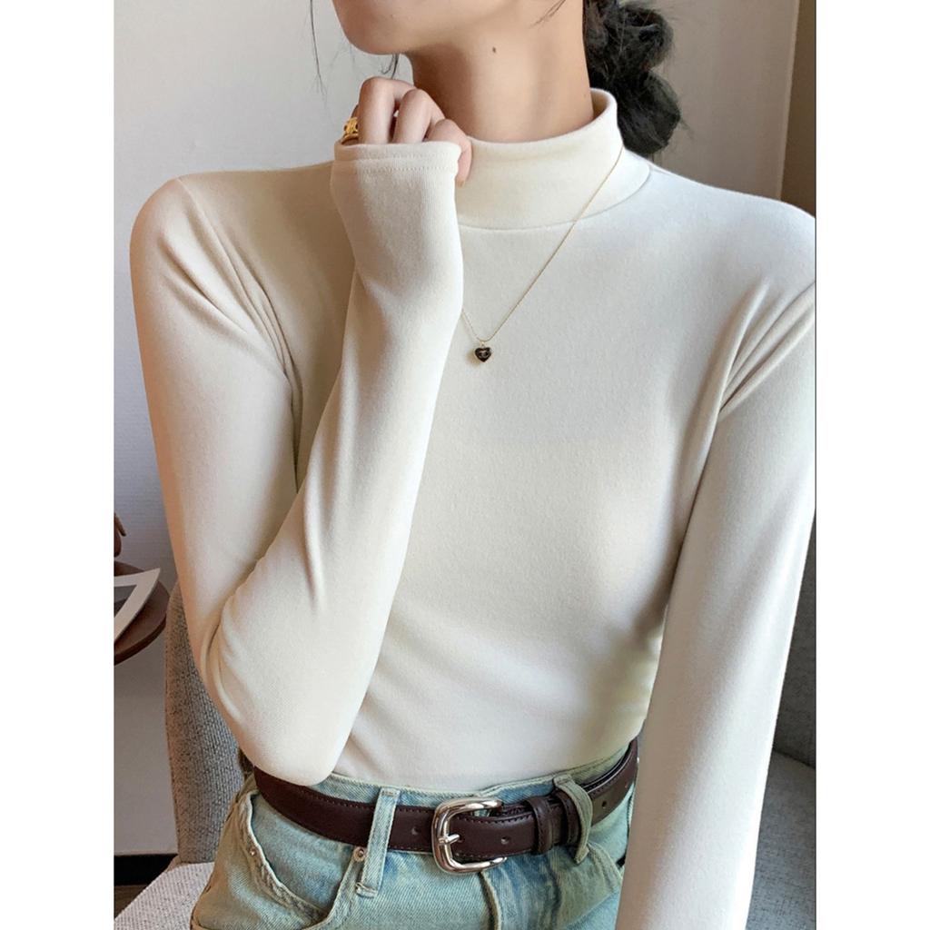 Women's Solid Color Solid Color Semi High Neck Slim Fit Base Shirt With Long Sleeve Tight T-shirt