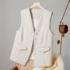 Women Single Breasted Sleeveless Vest Open Front Office Work Blazer Casual V Neck Business Top with Pockets