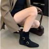 Fashion Fashion Ladies Shoes 2024 Winter British Style Faux Suede Pointed Toe Women's Boots Casual and Versatile Square Heel Short Boots