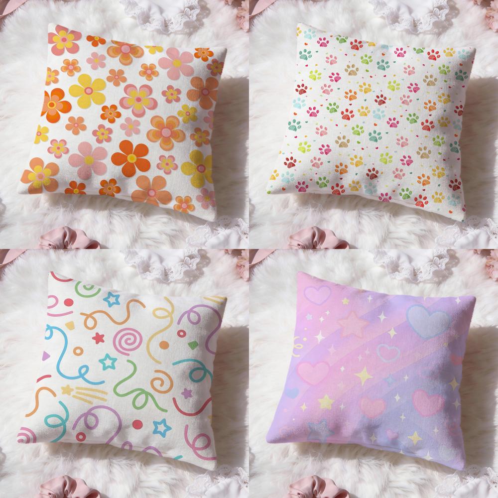 Cartoon style Pattern Cushion Cover Premium Comfort Reversible Pillow Cove Two in One Design for Any Room Car Interior