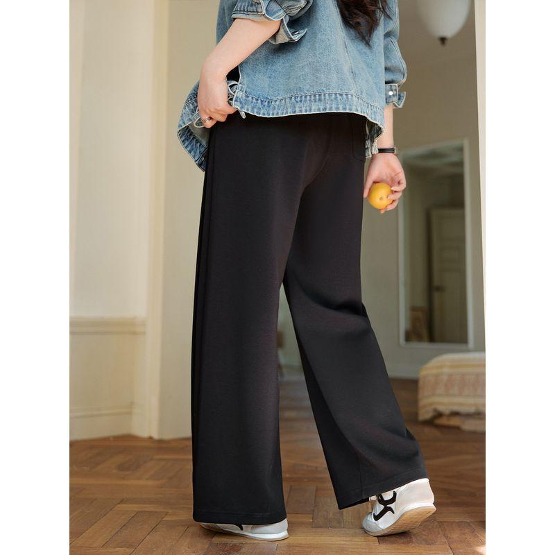 Xiaoli Plus Size Women's Clothing "Line Sculpting Pants" Draped Breathable Elastic Waist 2026 Spring New Straight-Leg Casual Pants for Women