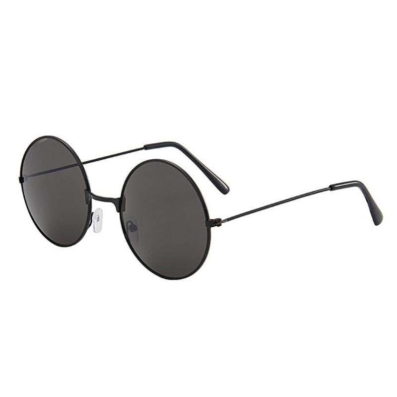 Classic Vintage Metal Round Shape Frame Colored Lenses Sunglasses Unisex Trendy Uv Protection Reflective Sunglasses