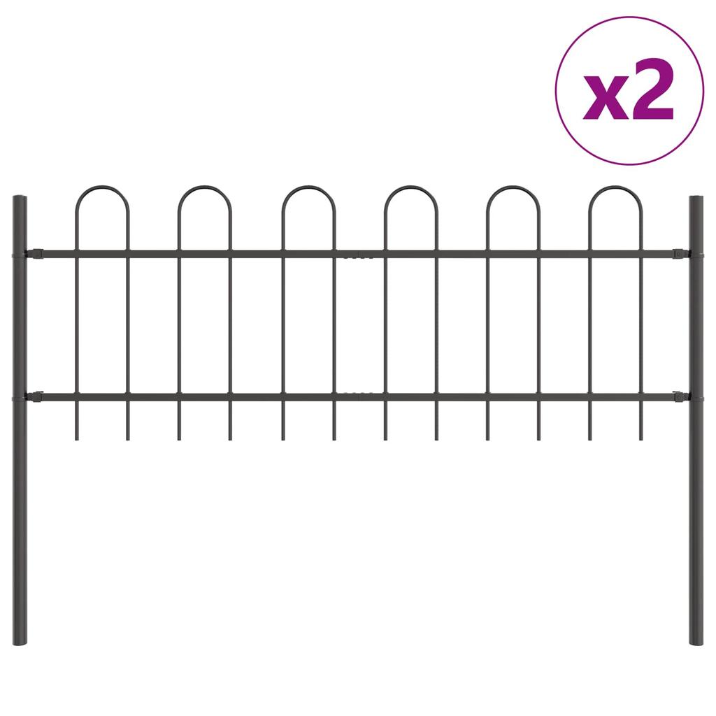 Garden Fence Panel 2 pcs Gray 3.4 x 0.6 m Powder Coated Steel