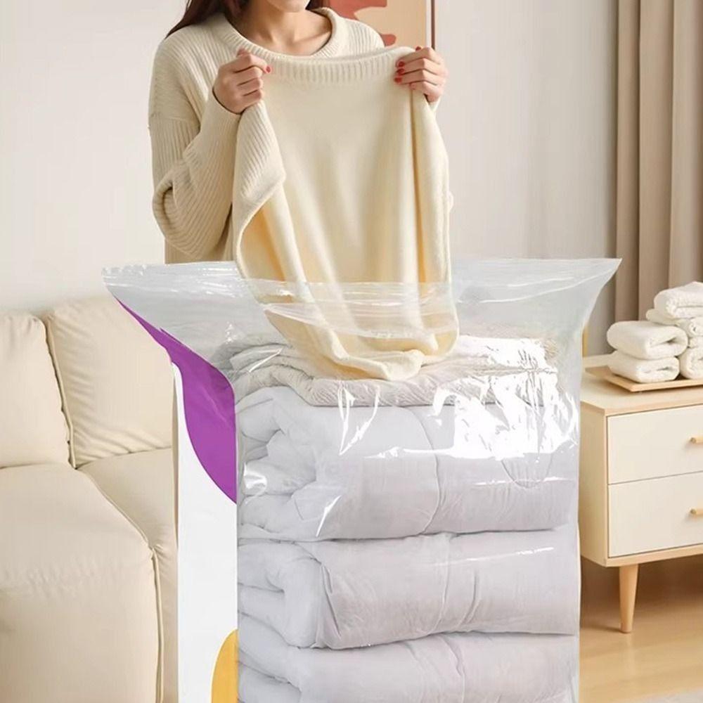 No Pump Vacuum Storage Bags Large Capacity Press & Seal Clothing Seal Bag Dust-proof Space Saving Seal Compression Bag