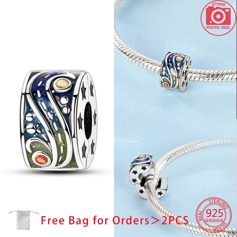Шарм-клипса для браслета, клипса-замок, стопорная бусина, медная разделительная бусина, европейские открывающиеся бусины «Солнце, Луна, Звезда», подарок