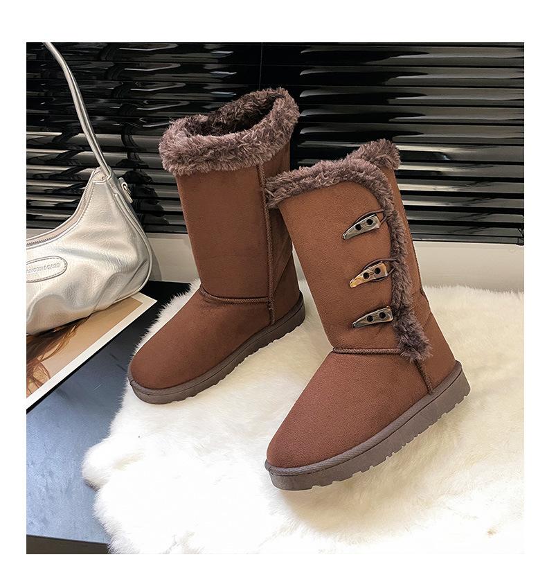 Снежные сапоги роговая пряжка высокие женские туфли