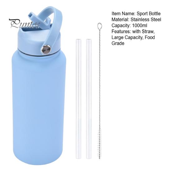1000ml Stainless Steel Water Bottle with Straw BPA-Free Leak-Proof Insulated 24 Hours Cold 12 Hours Hot Sport Bottle