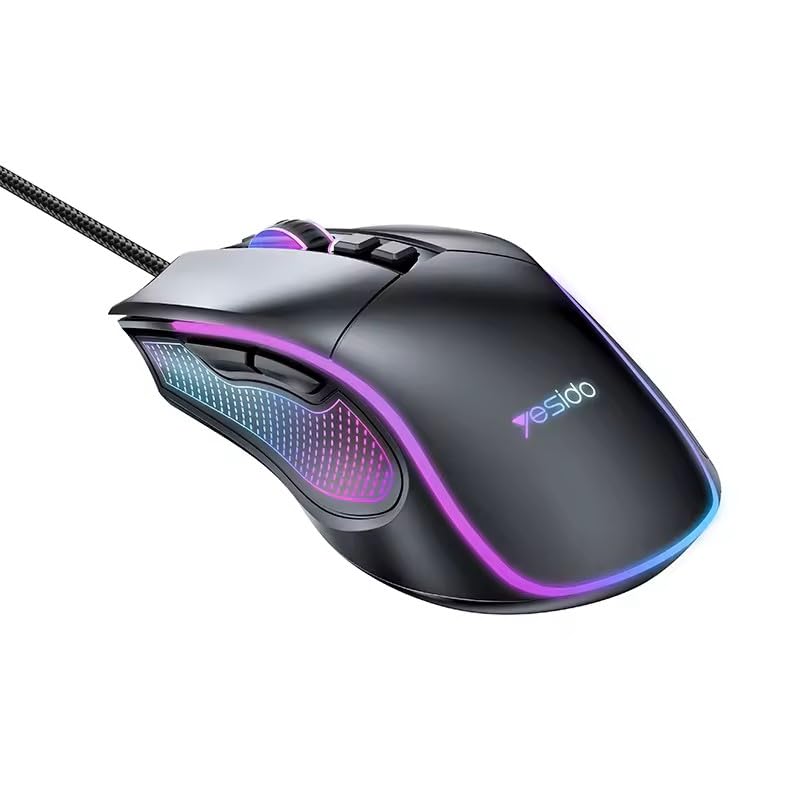 Игровая мышь Yesido KB20, 7200 DPI, 60 Гц, 7 RGB, Оптическая, 10 миллионов кликов, Проводная, USB-A, Кнопки, Подсветка, Сенсор, Долговечность, Совместимость с Windows/Mac