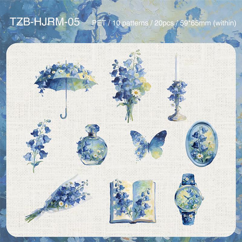 JIANWU Dream Among Flower Series Vintage Floral Painting Landscape Material Collage PET Sticker Creative DIY Journal Stationery