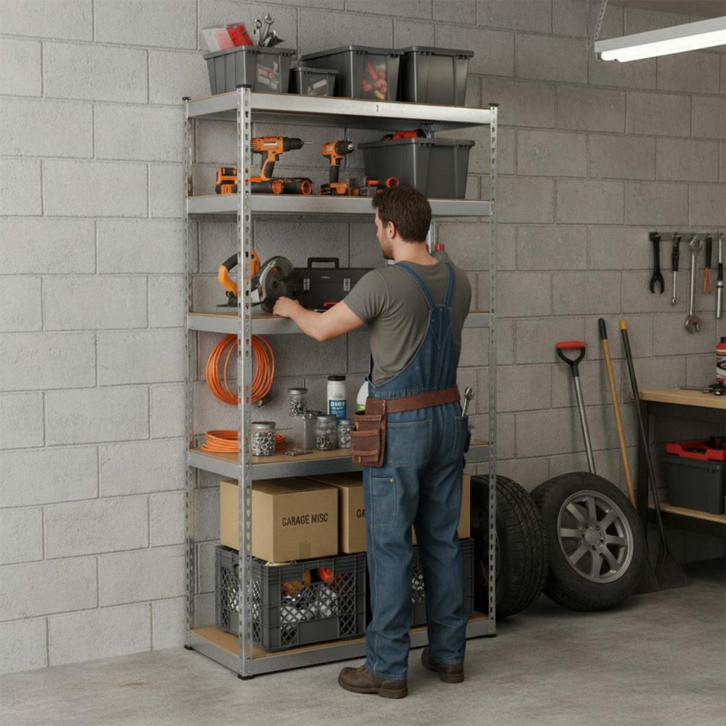 Metal Storage Shelf 183 X 90 X 40 Cm Humberg Hr-853 Silver