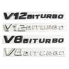 1pcs X ABS V8 V12 BITURBO Logo Fender Emblem Badge Sticker for E63 CL63 CLS63 G63 ML63 S63 SL63