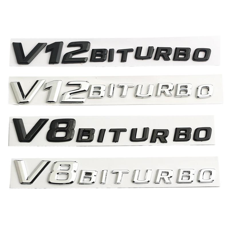 1 шт. x ABS V8 V12 BITURBO логотип эмблема наклейка на крыло для E63 CL63 CLS63 G63 ML63 S63 SL63