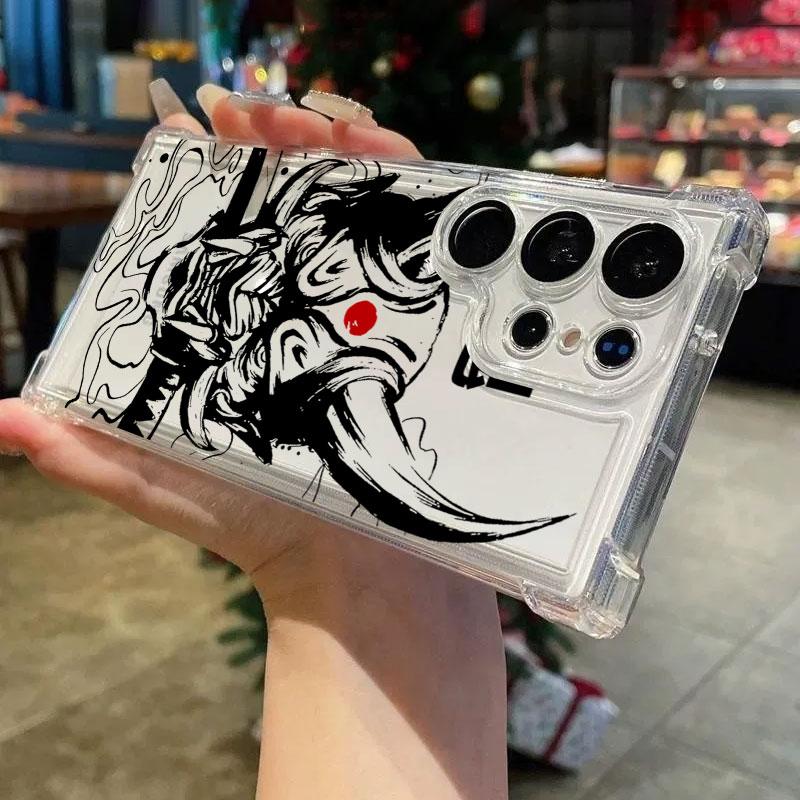 Маска-чехол для телефона Hannya Oni Warrior Ghost для Samsung Galaxy S25 FE S26 S24 S23 S22 S21 S20 Ultra S26 Plus S25FE Мягкий прозрачный чехол