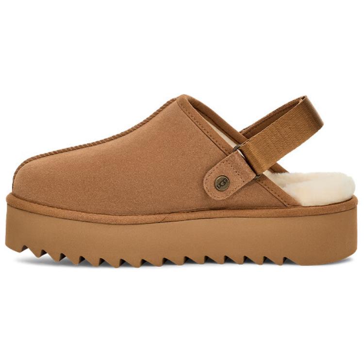 UGG Удобные двусторонние мюли с флисовой подкладкой, закрытый носок, женские, цвет каштановый 1166734-CHE