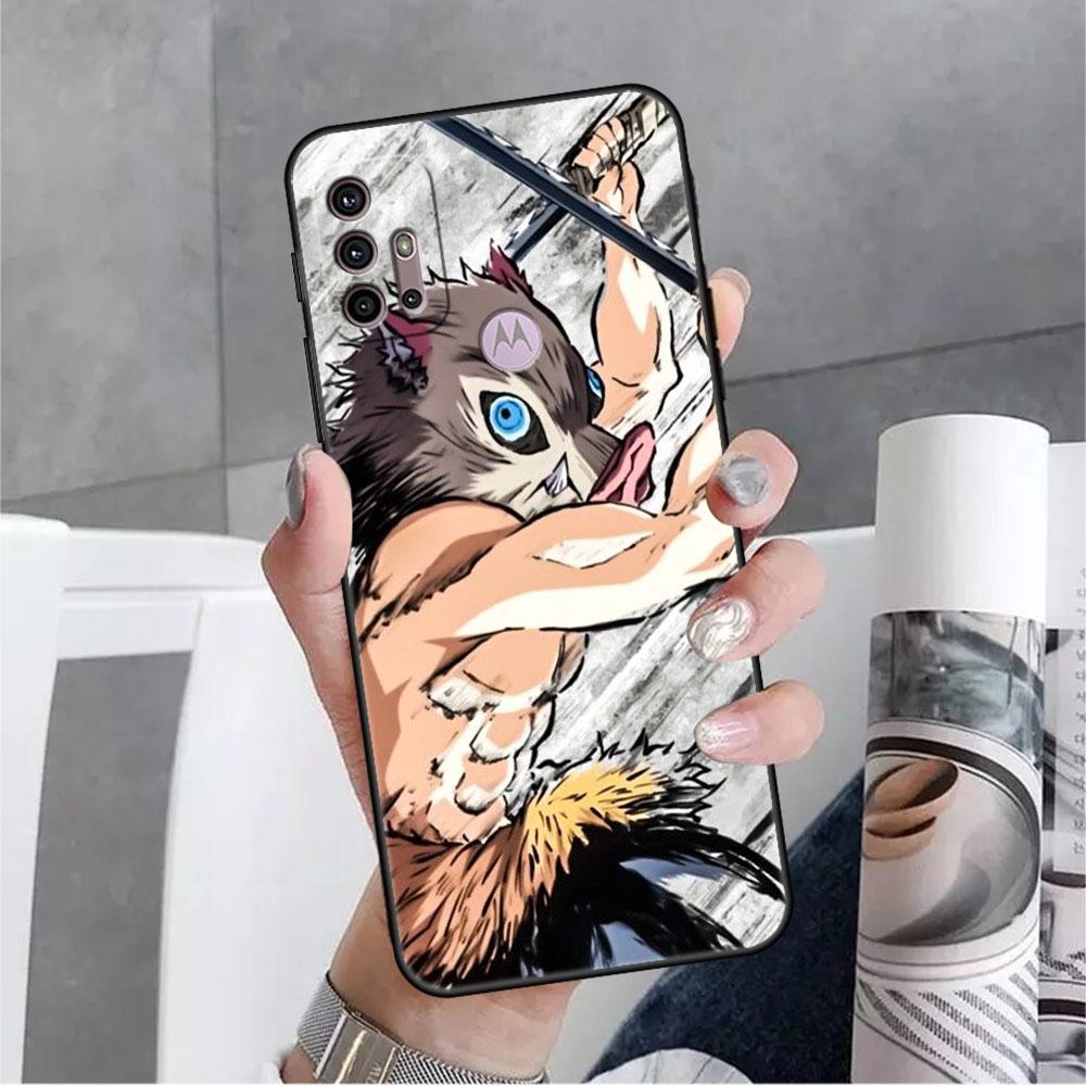 Аниме Чехол Demon Slayer для Motorola G30 G9 Play G82 G52 G60 G8 G9 Power G50 One Fusion Edge 30 20 Черные Мягкие Чехлы для Телефона
