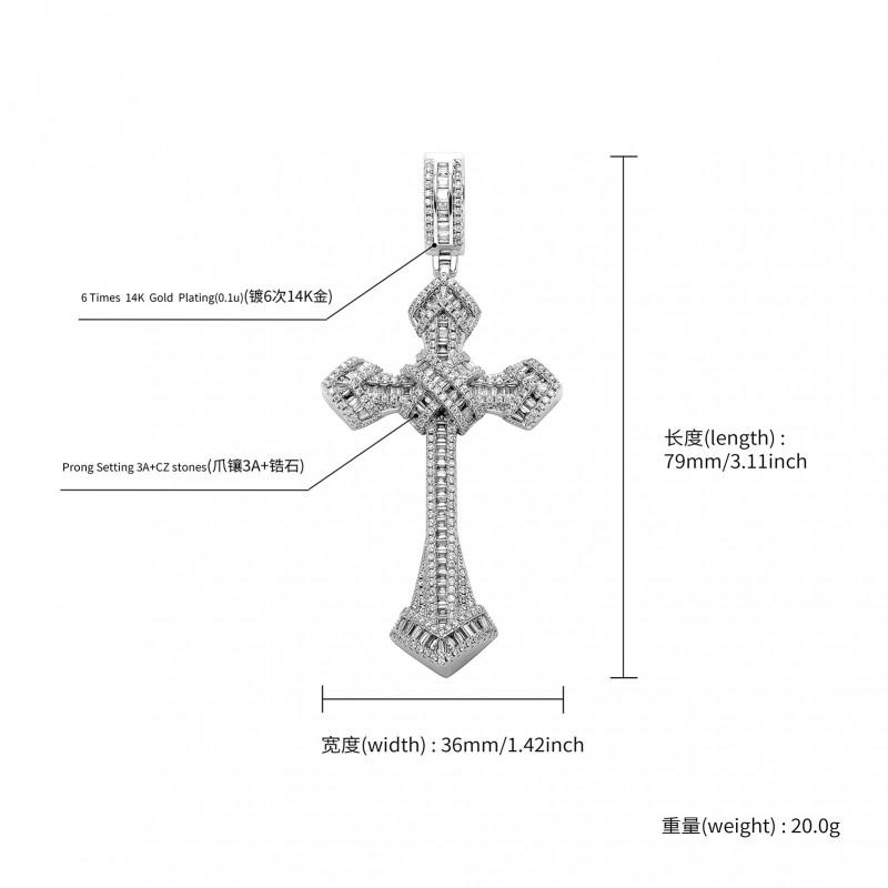 Hip Hop CZ Crystal Cross Pendant Necklace Men Women Gold Or Tone Chunky Chain Jewelry Accessory