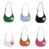 Dumpling Shape Flower Shoulder Bag Flower Pendant Women Underarm Bag Half-moon Bag  Streetwear