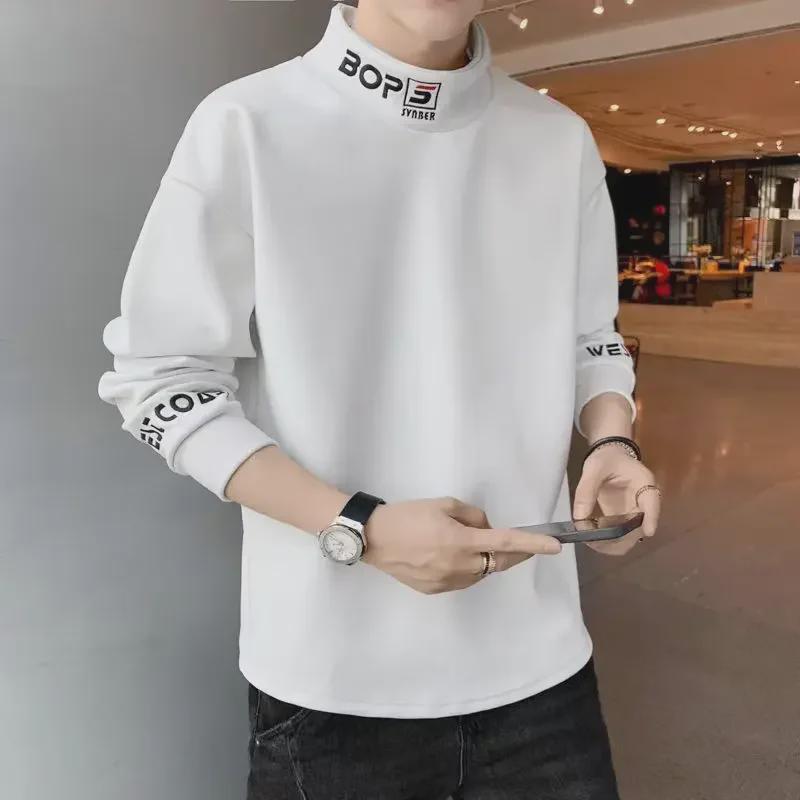 Мужская зимняя толстовка Plus Velvet Half Waterneck Sweatshirt - теплая, свободная, модная, с длинным рукавом для подростков