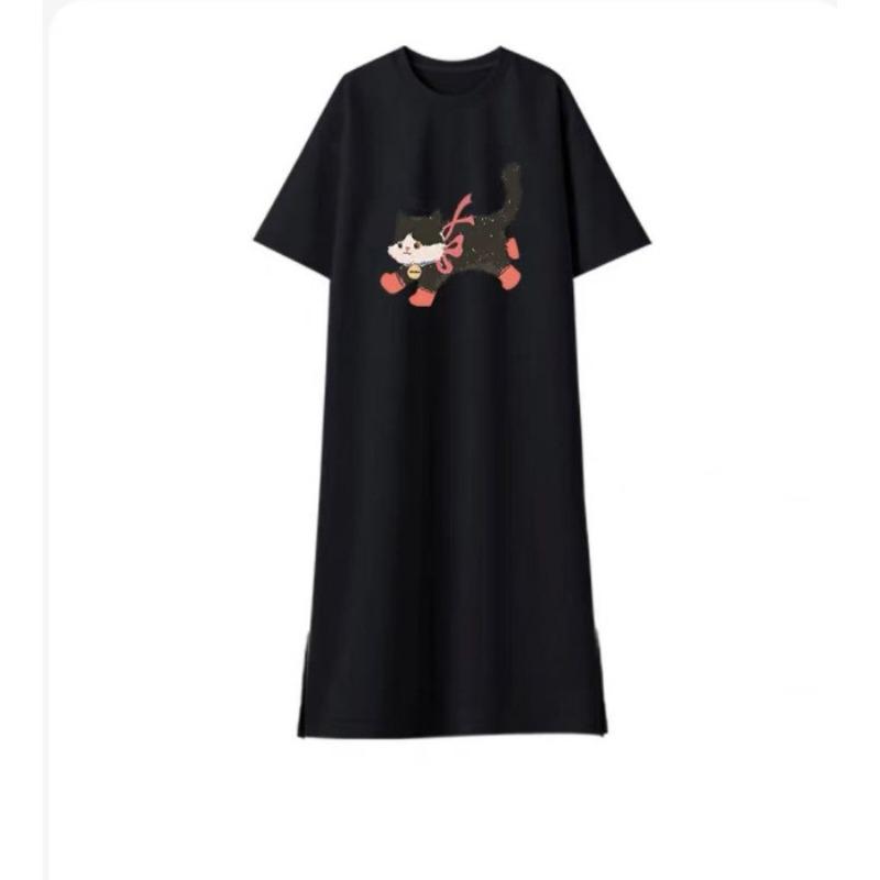 Женское платье-футболка свободного кроя большого размера Port Style Design Sense с короткими рукавами и разрезом средней длины