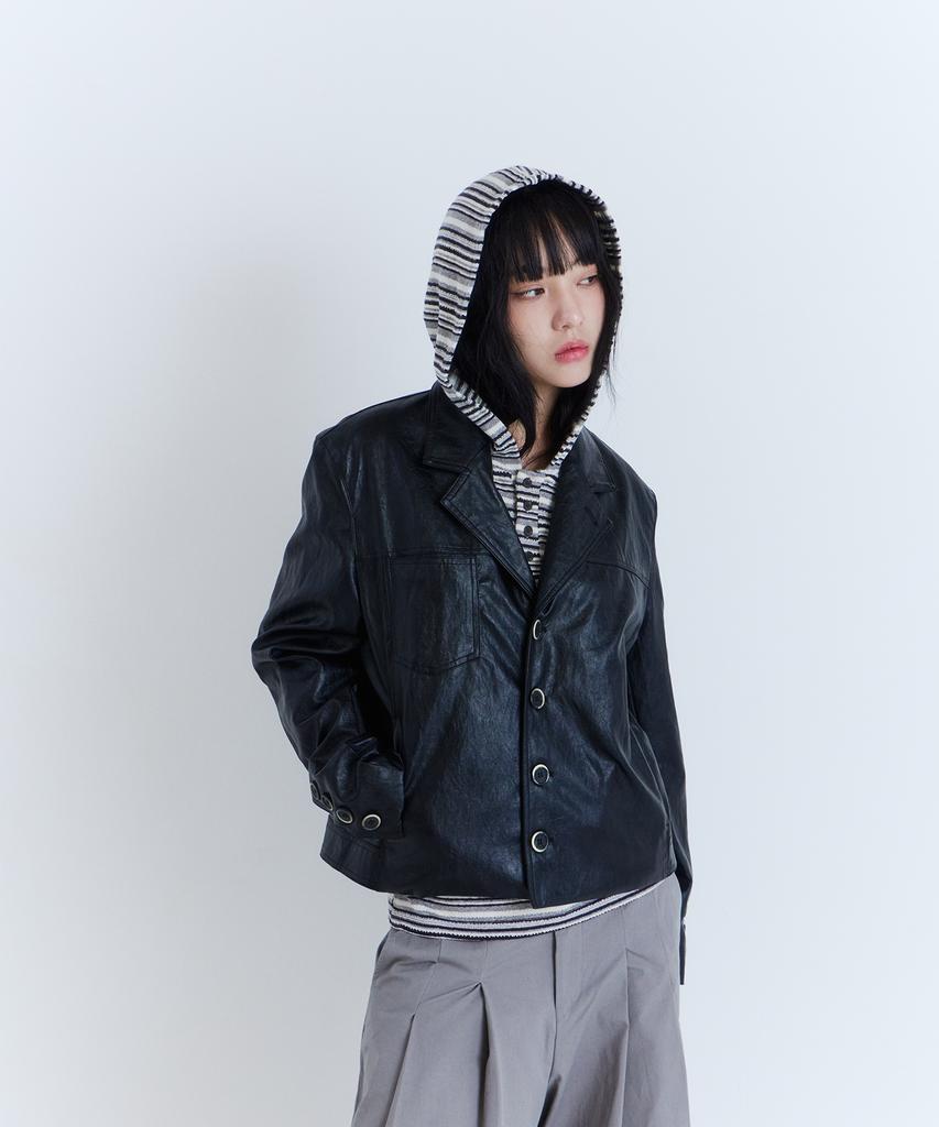 PARADIGMFILM [Ep.03] Sleek Leather Crop Blazer (Black)