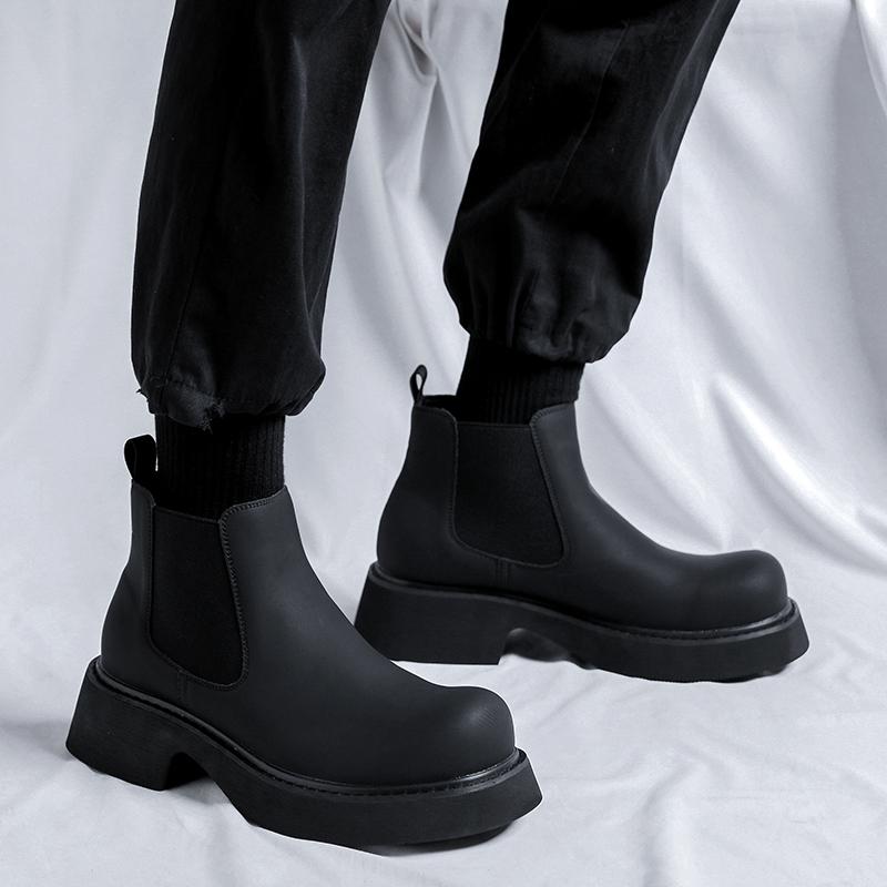 Мода Новые модные мужские высокие кожаные ботинки Модный минималистский дизайн в стиле вечеринки для отдыха мотоциклетные мужские ботинки на толстой подошве