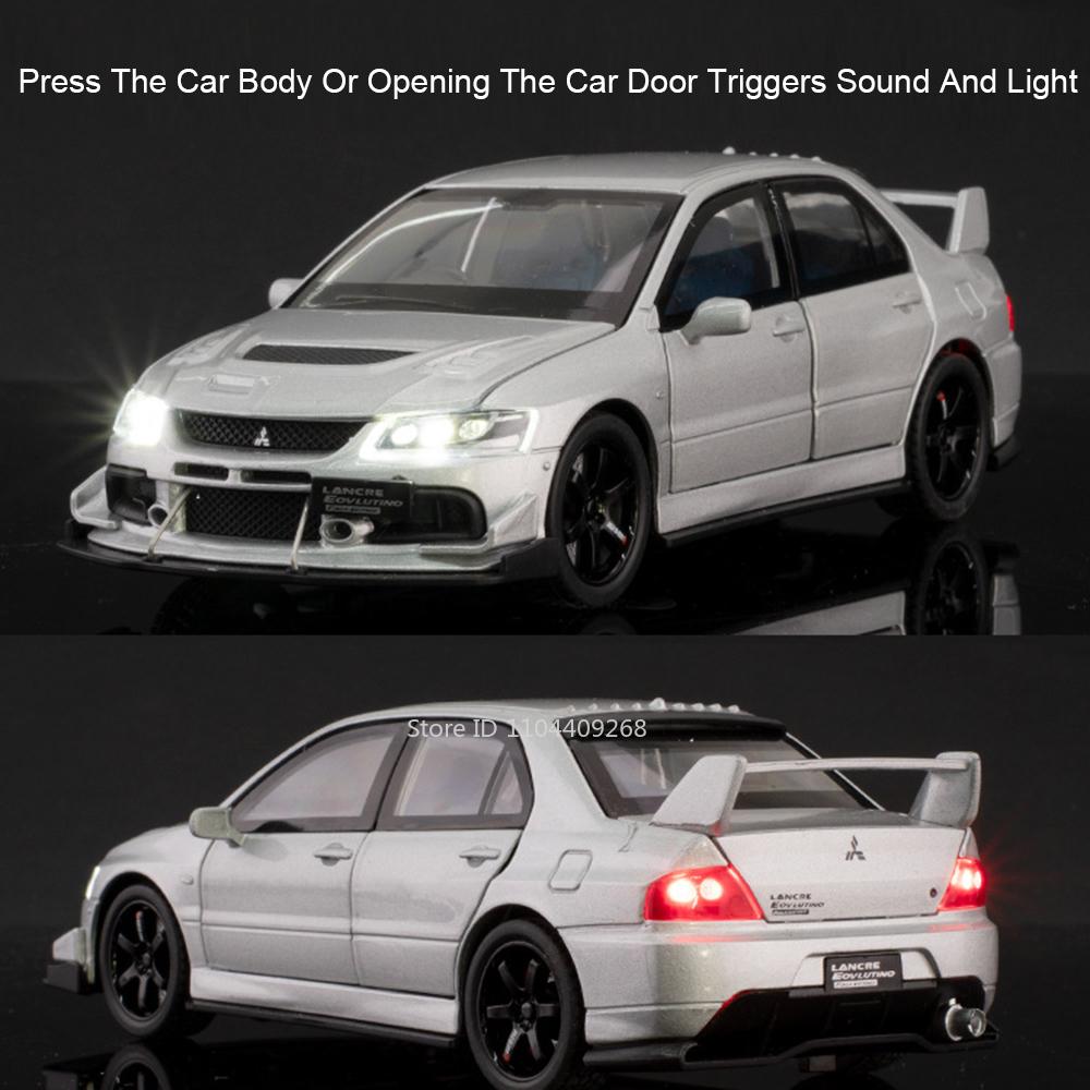 Масштаб 1:32 Mitsubishi Lancer Evolution IX Спортивный автомобиль Игрушечная модель Открывающиеся двери Оттягивание назад Амортизация Транспортные средства Хобби Украшения