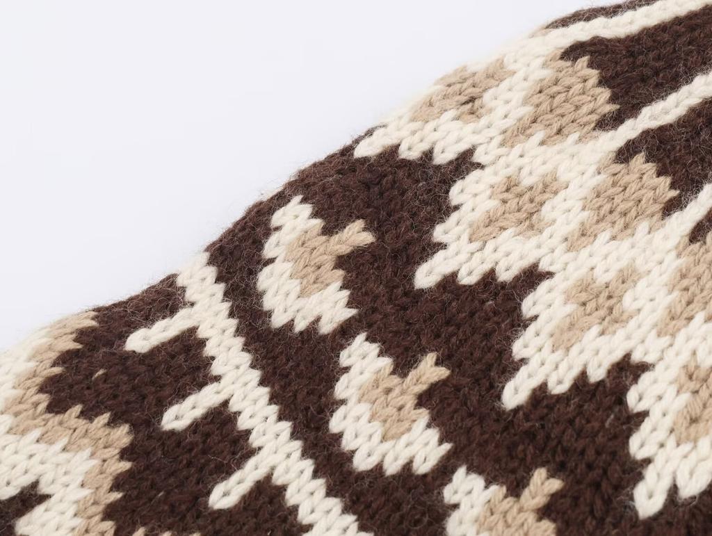 European and American style, new women's clothing, foreign style jacquard short-sleeved knitted sweater 3920/089/087