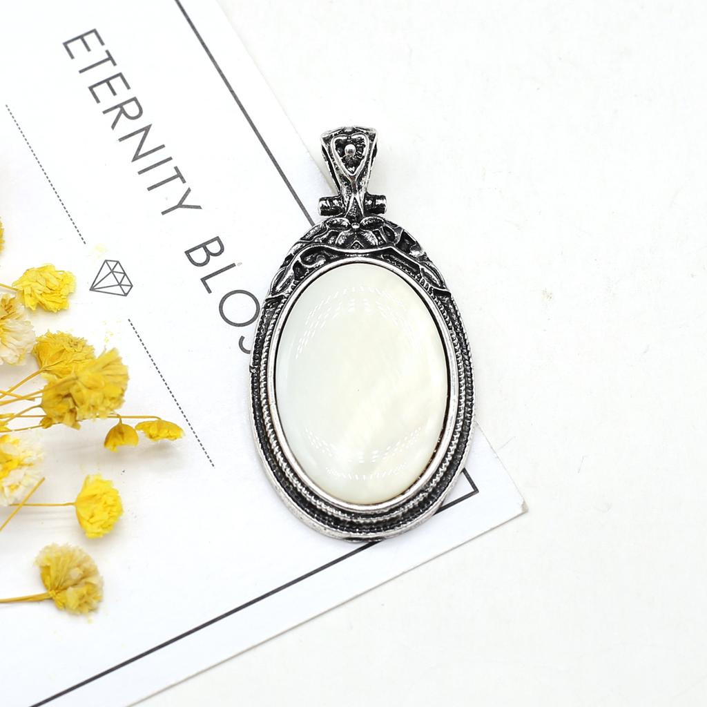 Подвеска из натурального камня в винтажном стиле, ожерелье, модные украшения, овальная форма, колье из сплава, розовый кварц, опал, малайзийский нефрит, идеи подарков, подарки для влюбленных