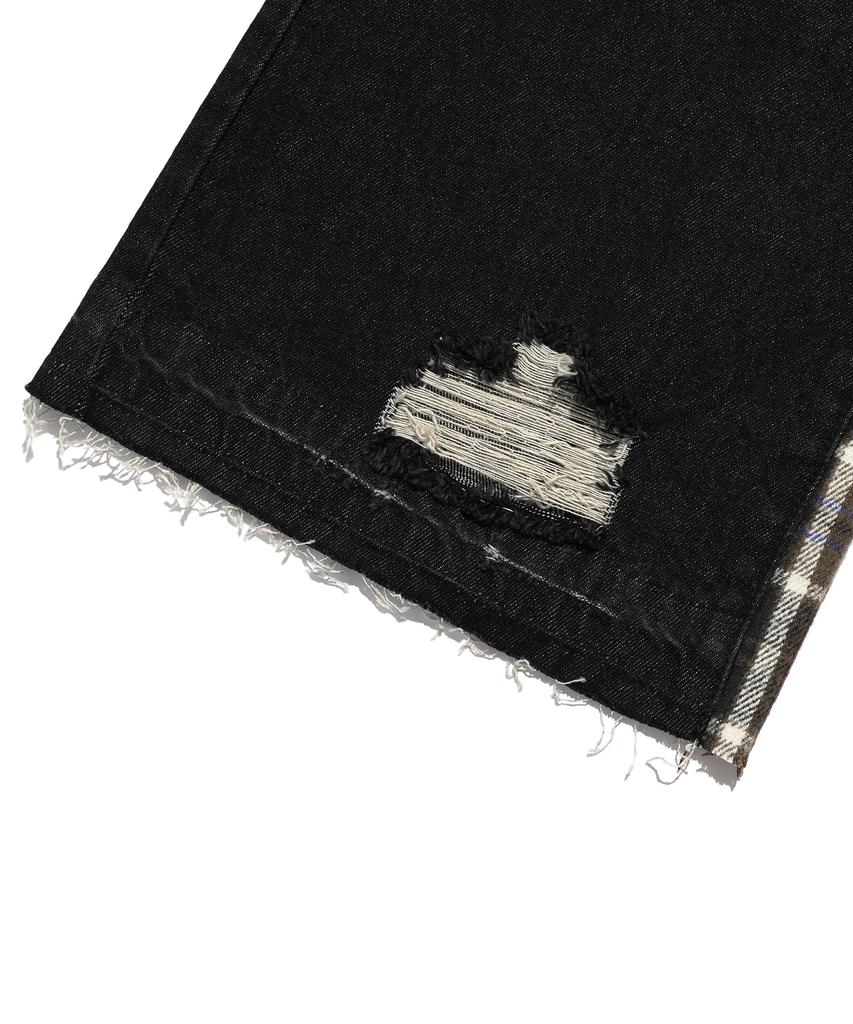 NICEGHOSTCLUB Side Check Panel Bootscut Jeans_Black(Ng2Efud115A)