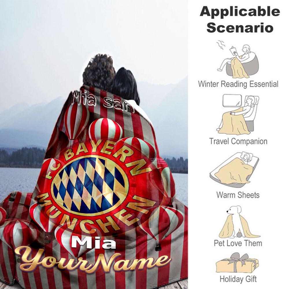 Bayern Munich Customize Your Name Blanket Lightweight Personalized Blanket Comfortable Versatile for Chair Seaside Bed Picnics All-Season Use