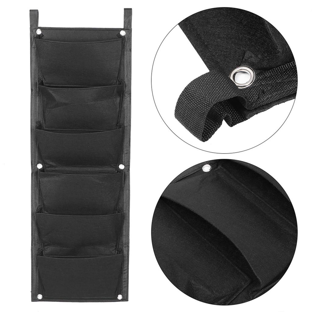 6 карманов вертикальные мешки для выращивания растений контейнер настенный подвесной горшок для сада на открытом воздухе черный