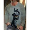Funny Animal 3D Digital Printed Men's Personalized Trendy Round Neck Long Sleeved T-shirt