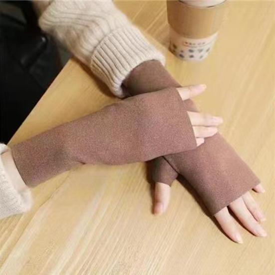 1 Pair Fall Winter Gloves Fingerless Knitted High Elasticity Touchscreen Non-slip Arm Warmers Arm Sleeves