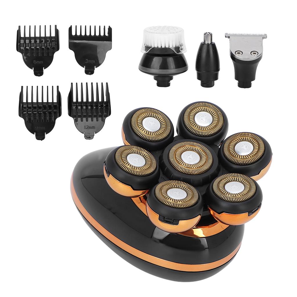 5 In 1 Electric Head Shaver IPX7 Waterproof Intelligent Floating Blades Hair Grooming Kit for Men