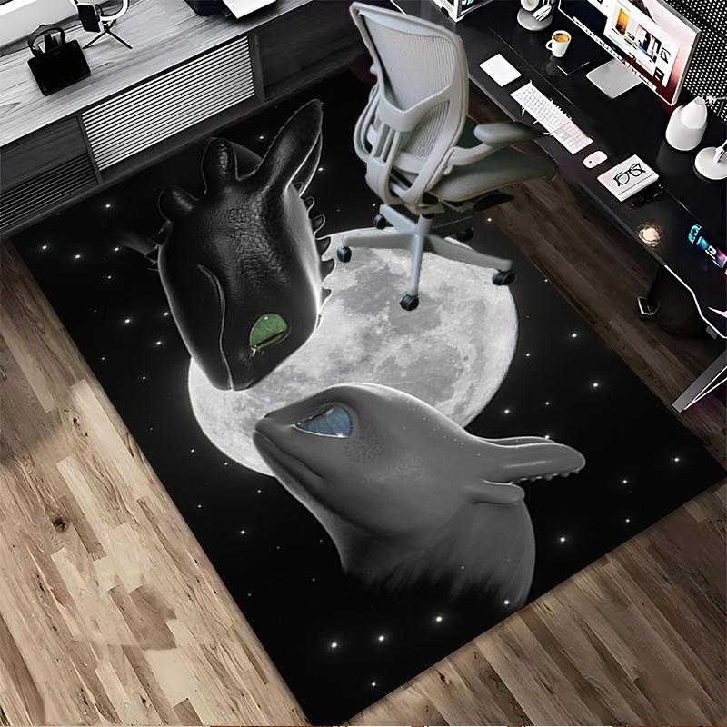 Moonlit Dragons Living Room Non-Slip Area Rug Soft Carpet for Bedroom Game Playroom Sofa Office Home Decor Doormat Christmas Gift C9211836