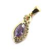 [M6703] - Gold Plated Pendant 'Sissi' Amethyst - 22x8 Mm