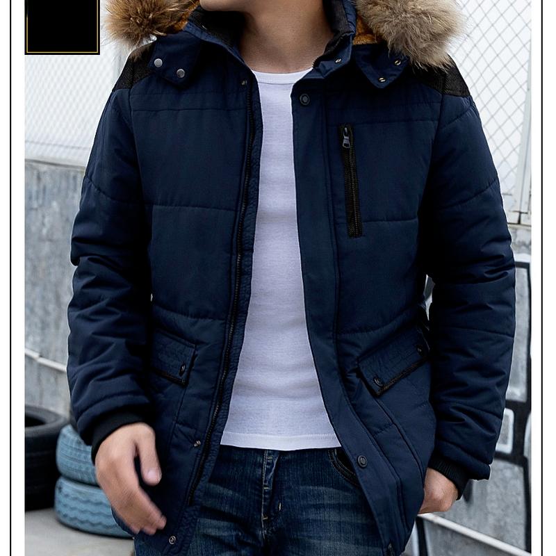 Autumn/winter Youth Casual Mid-length Cotton-padded Jacket Men's Winter Plus Velvet Padded Jacket Jacket Cotton-padded Jacket Trendy Men