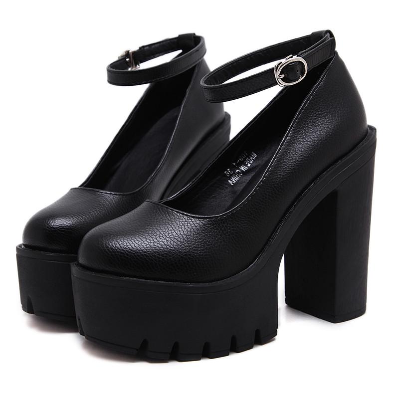 Plus Size 42 New 2019 Spring Autumn Casual High-heeled Shoes Sexy Ruslana Korshunova Thick Heels Platform Pumps